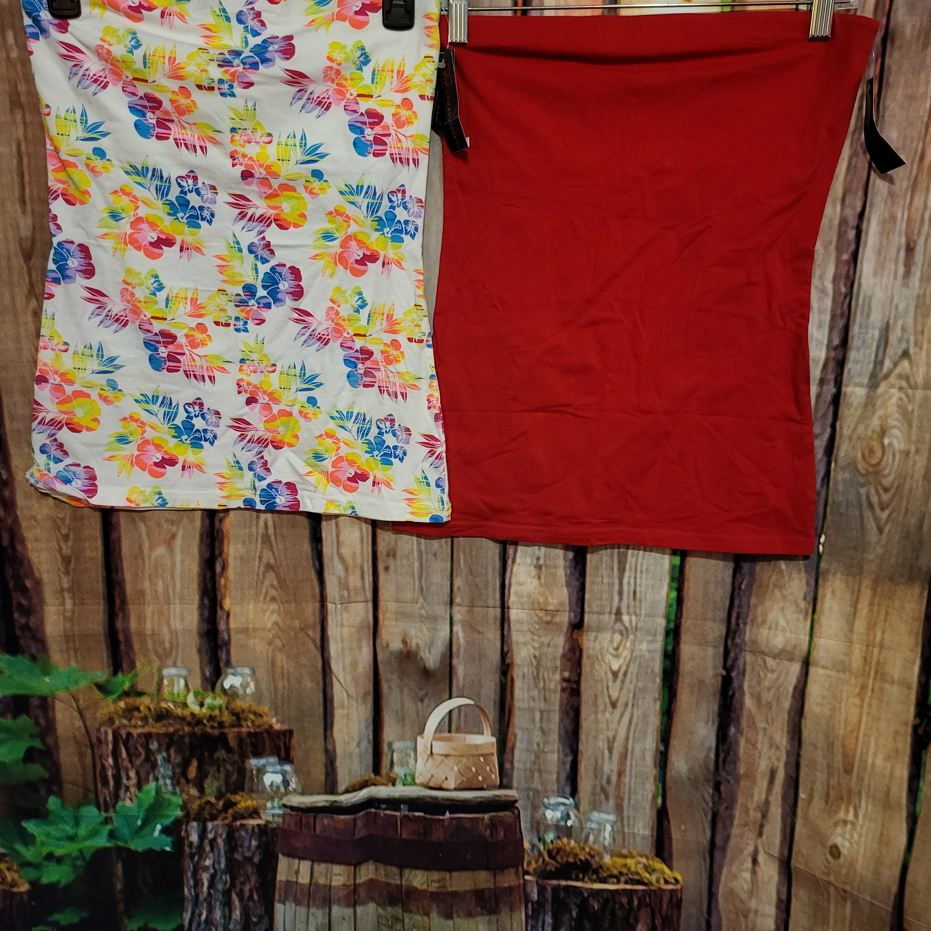 Floral And Red Tube Tops